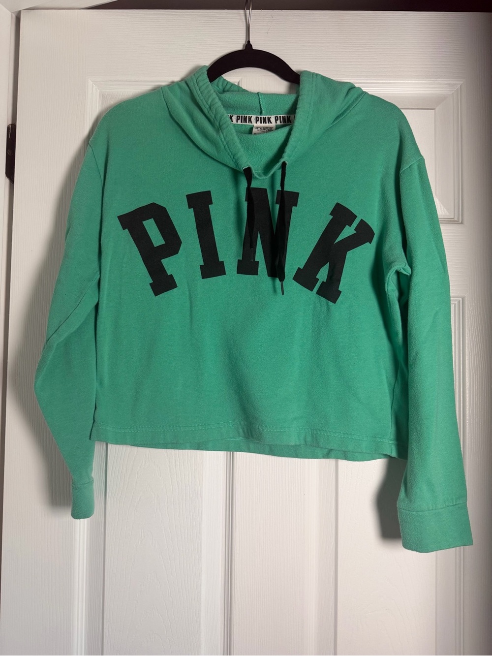 Victoria's Secret PINK Mint Green Cropped Hoodie Sweater
